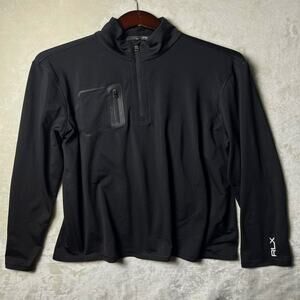 Ralph Lauren RLX Minimalist Performance 1/4 Zip Pullover Mens L Black Prep Sport